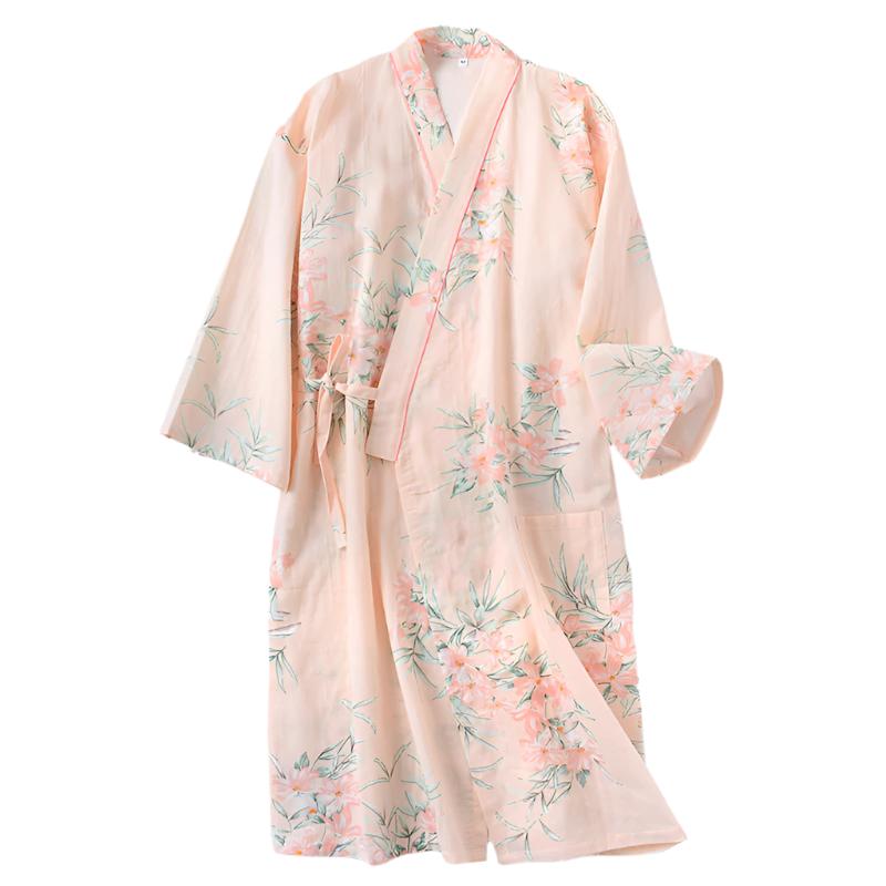 Blossom Breeze Yukata Bathrobe Peach