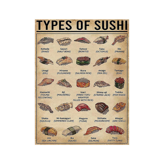 Canvas Printed Sushi Menu Painting