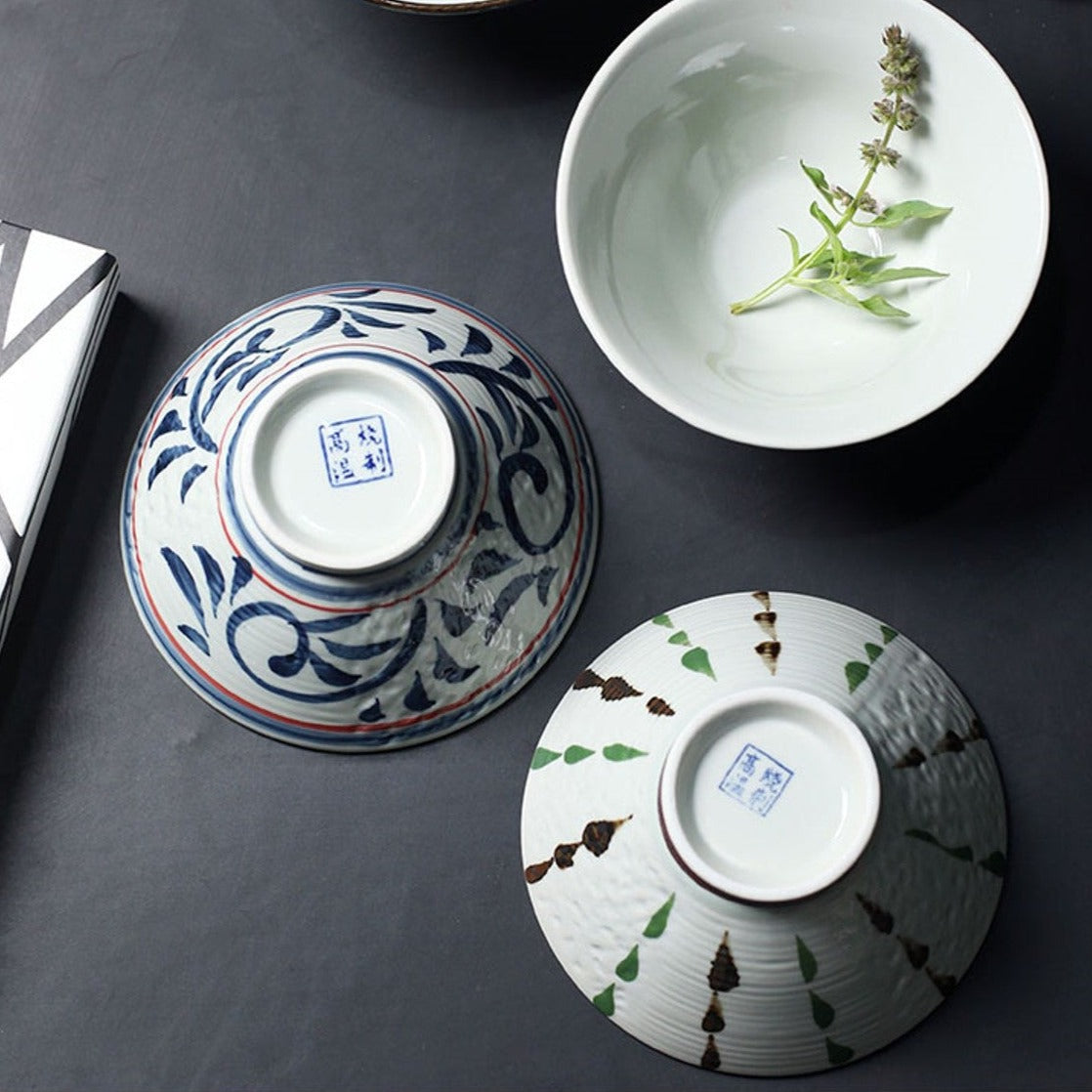 Traditional Japanese Rice Bowl 4-Piece Set | Japanese Dinnerware ...