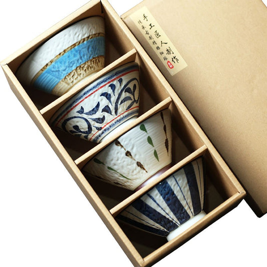 Traditional Japanese Rice Bowl 4-Piece Set