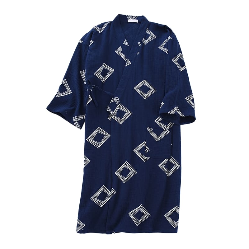 Navy Traditional Japanese Pajamas Kimono Robe