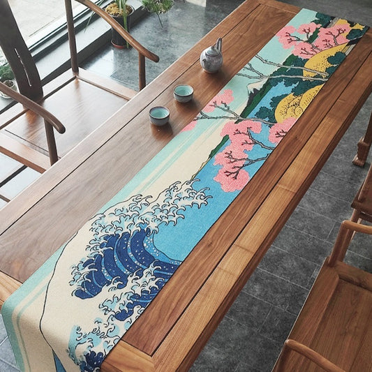 Ukiyo-e Japanese Linen Table Runner