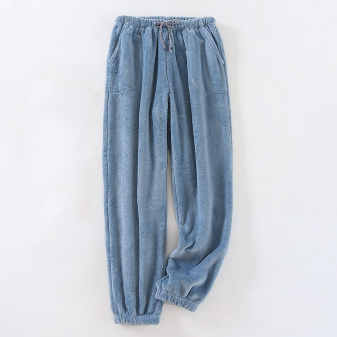 Blue Winter Flannel Pajama Pants For Women