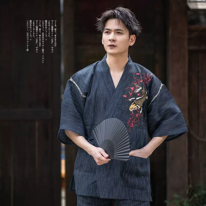 Blue Koi Print Japanese Loungewear Set – Seigaihaya