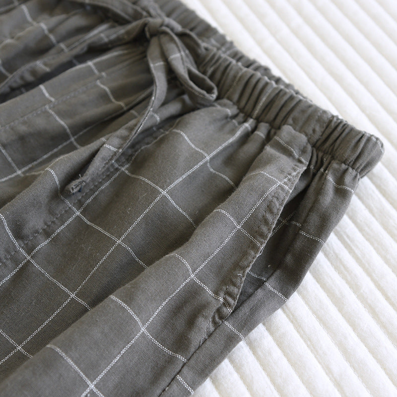 Unisex Checked Japanese Pajamas Pants