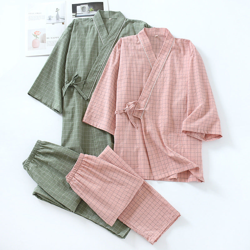 Checked Summer Japanese Sleepwear Set