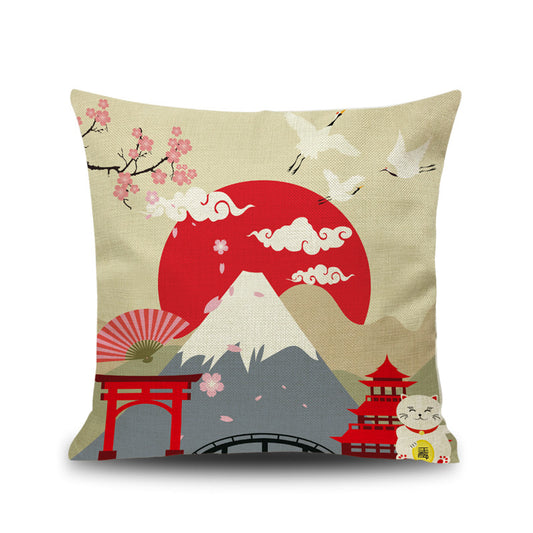 Japanese View Throw Pillow Cushion Cover