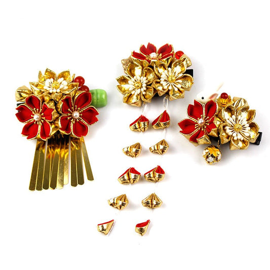 Golden Sakura Hair Accessories 3 Pieces Set