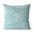 Green Japanese Wave Throw Pillow Cushion Cover