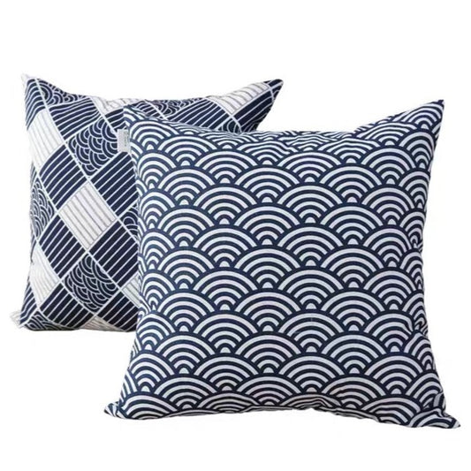 Seigaiha Japanese Wave Throw Pillow Cushion Cover