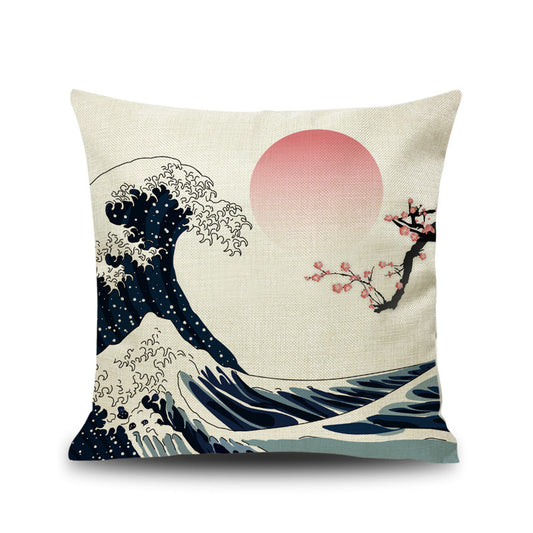 Japanese Sea Throw Pillow Cushion Cover