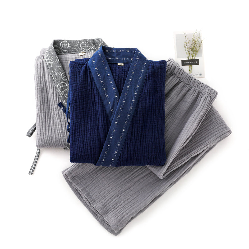 Patchwork Japanese Long Sleeve Pajamas Set