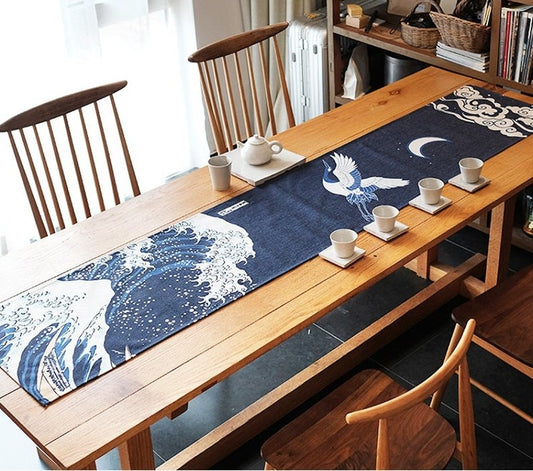 Japanese Table Runner [Kanagawa Wave & Crane]