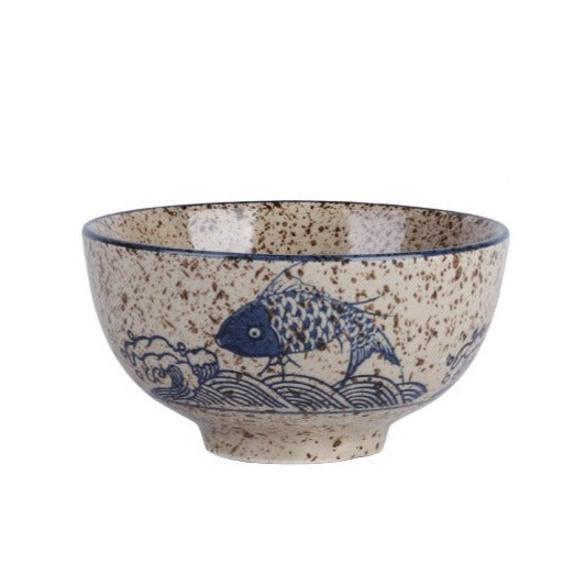 Koi Fish Ceramic Rice Bowl | Traditional Japanese Tableware – Seigaihaya