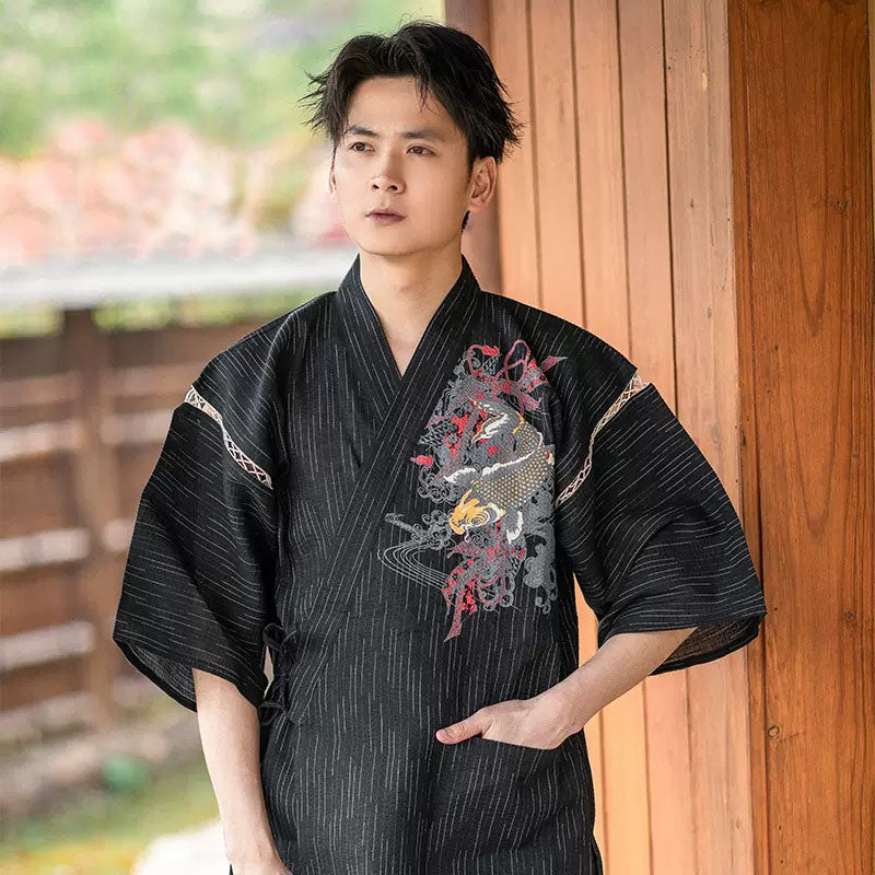 Black Koi Print Japanese Loungewear Set – Seigaihaya