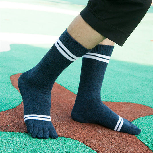 Men Striped Knee-high Toe Socks