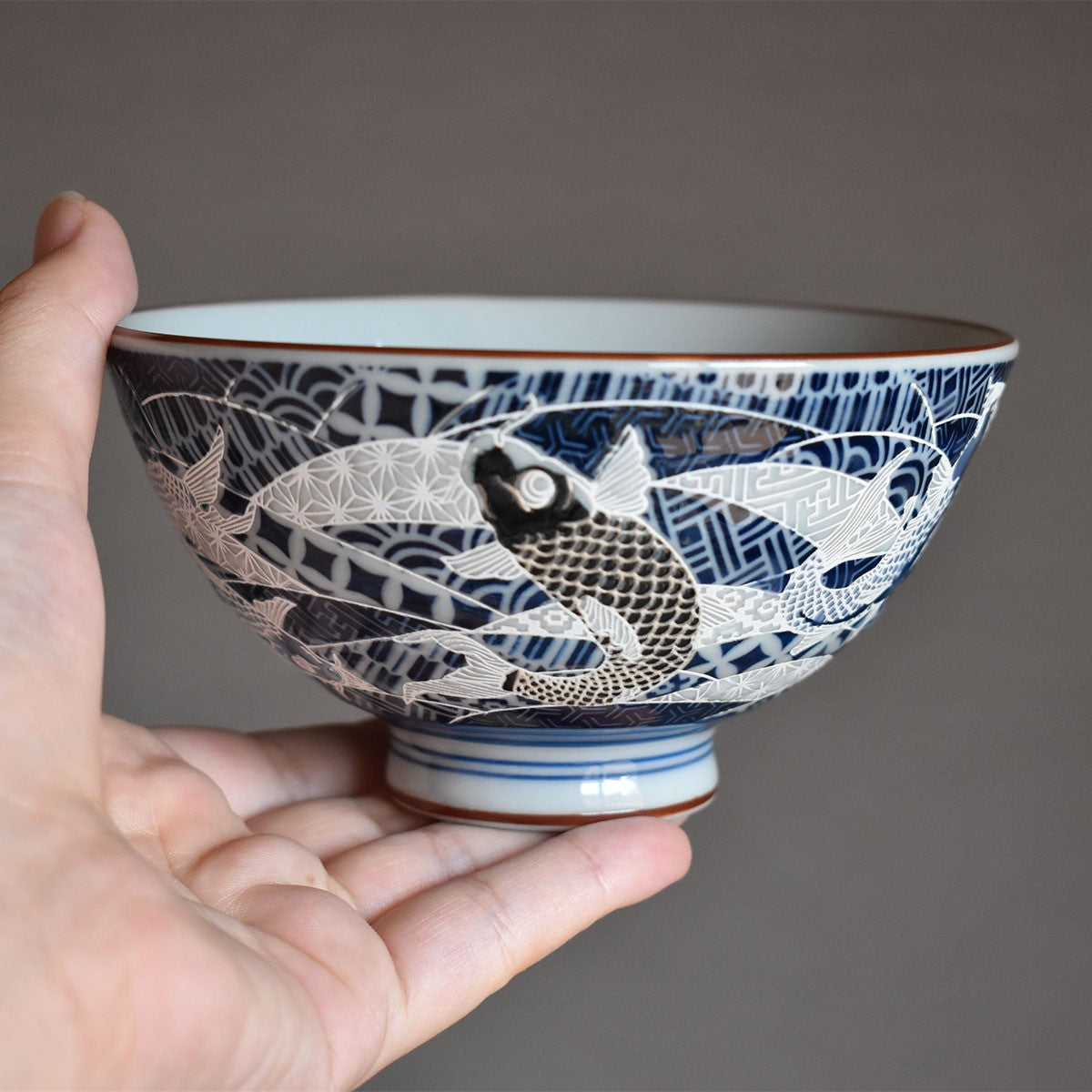 Legendary Creature Ceramic Rice Bowl [Koi] | Japanese Dinnerware