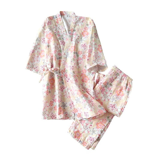 Pink Blossom Japanese Pajamas Set