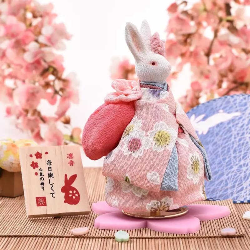 Pink Kimono Rabbit Music Doll | Japanese Gift | Seigaihaya