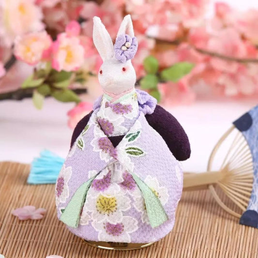 Purple Kimono Rabbit Music Doll