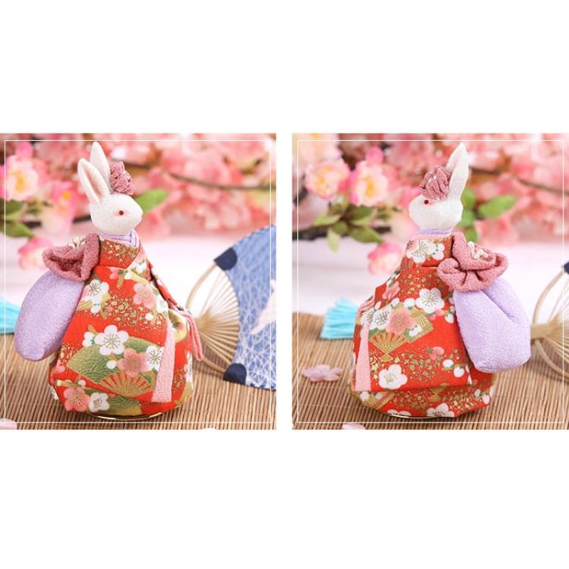 Red Kimono Rabbit Music Doll