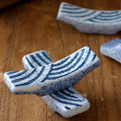 Seigaiha Japanese Wave Ceramic Chopstick Rests