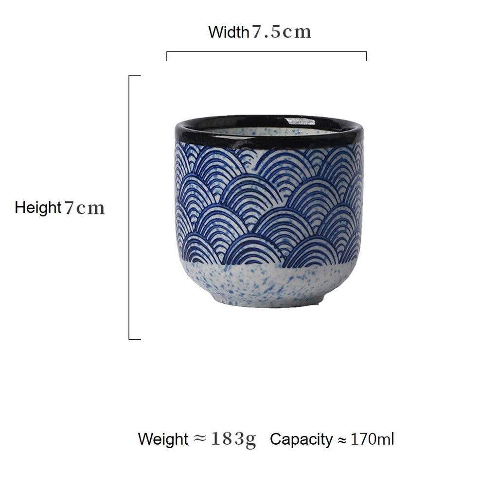 Seigaiha Ceramic Tea Cups Set