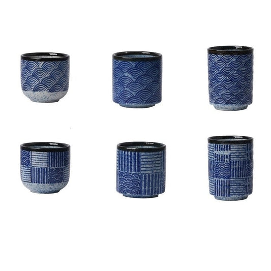 Seigaiha Ceramic Tea Cup Set of 6