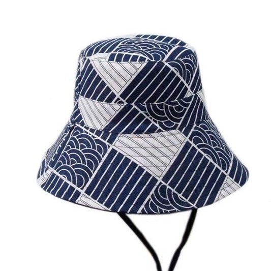 Reversible Striped Seigaiha Bucket Hat