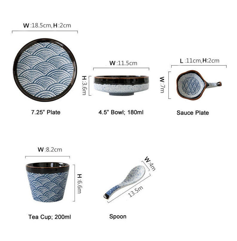 Japanese Tableware Wave Pattern Seigaiha Dinnerware Set A – Seigaihaya