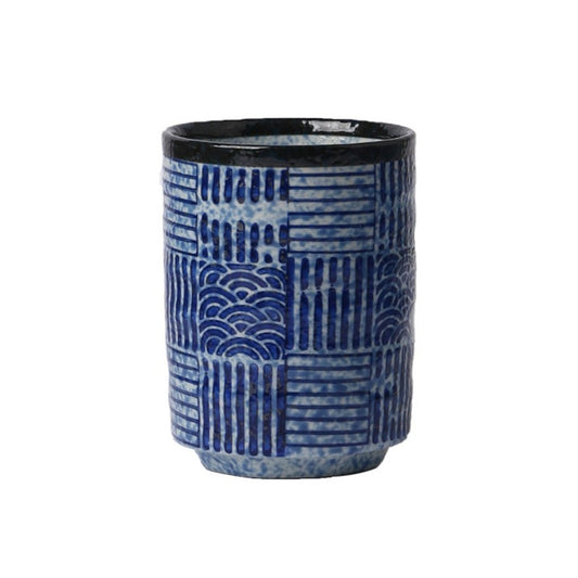 Striped Seigaiha Ceramic Japanese Tea Cups