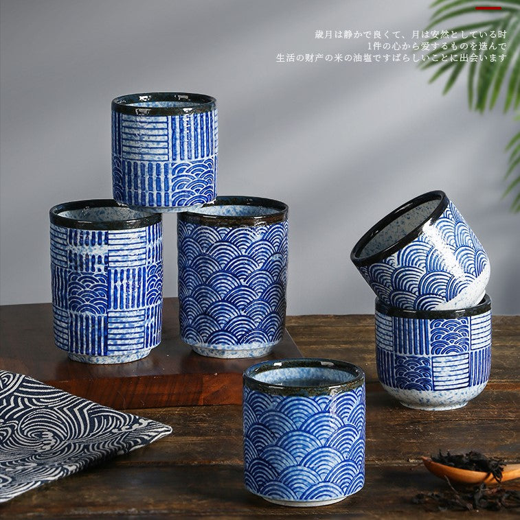 Seigaiha Ceramic Tea Cup Set of 6