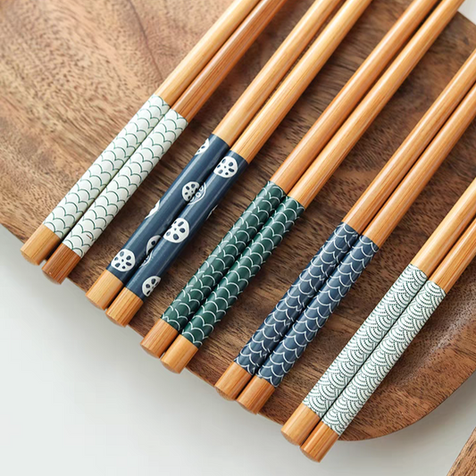 Assorted Motifs Bamboo Chopsticks Set
