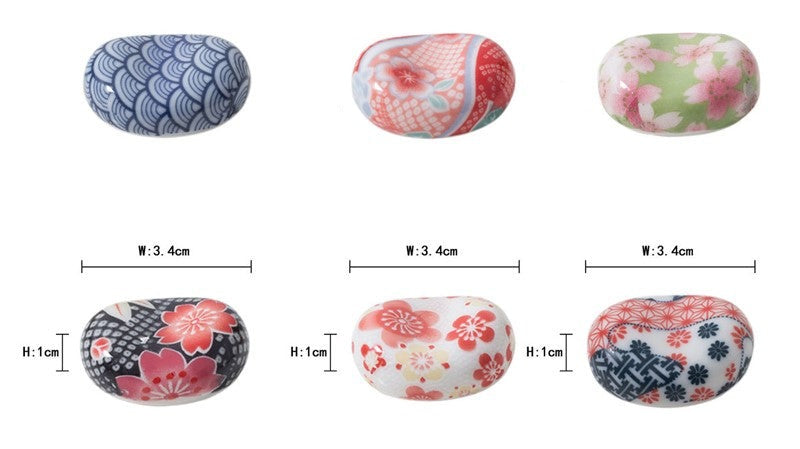 Pebble Shaped Japanese Ceramic Chopstick Rests 6-Piece Set