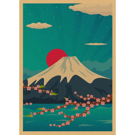 Vintage Travel Japan Poster [Fuji Sunset]