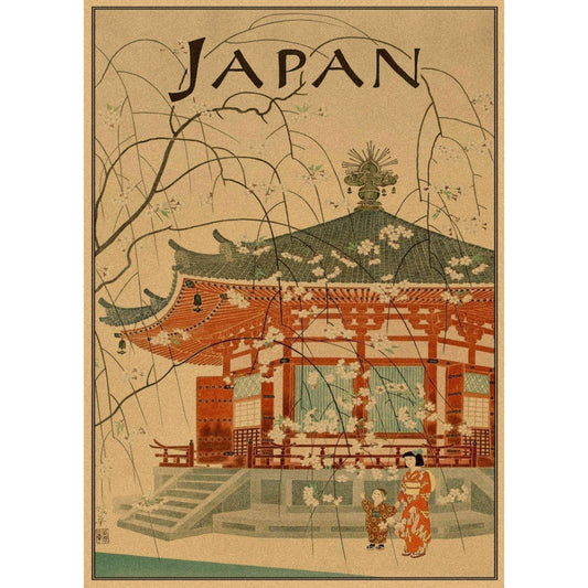 Vintage Travel Japan Poster [Blooming Garden]