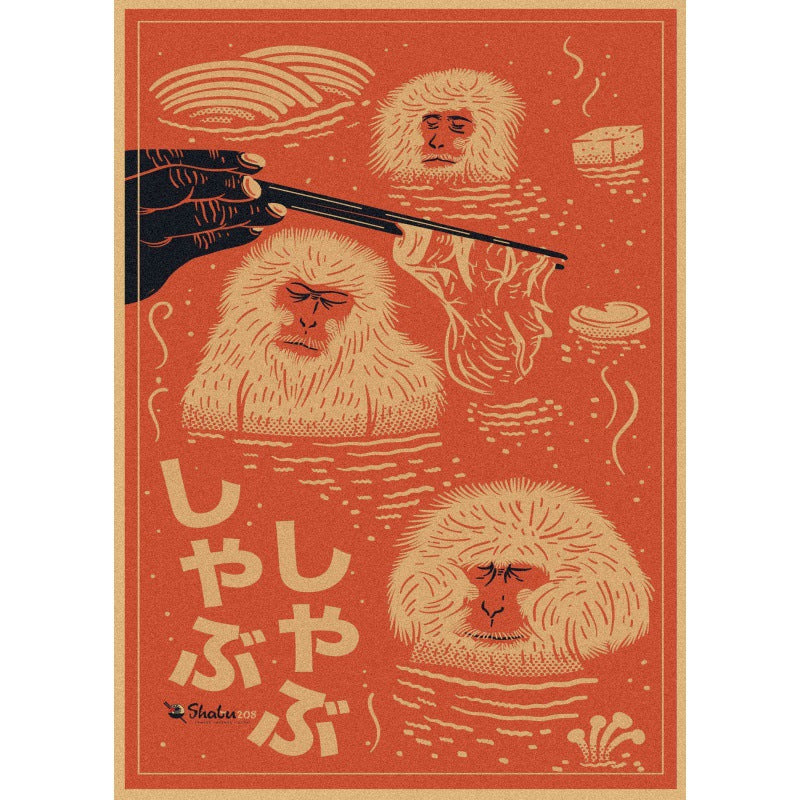 Vintage Travel Japan Poster [Snow Monkeys]