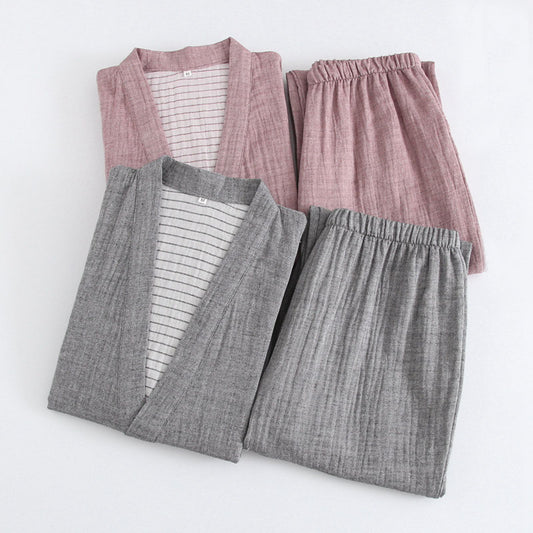 Washed Cotton Japanese Pajamas Set