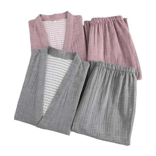 Washed Cotton Japanese Pajamas Set