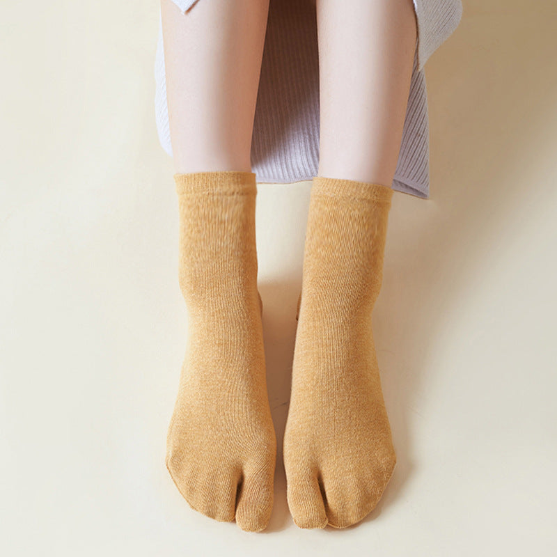 Cntqiang 5Pairs Japanese Style Flip Flop Socks For Women Cartoon Cat Cotton Tabi Split Toe Sock Medium