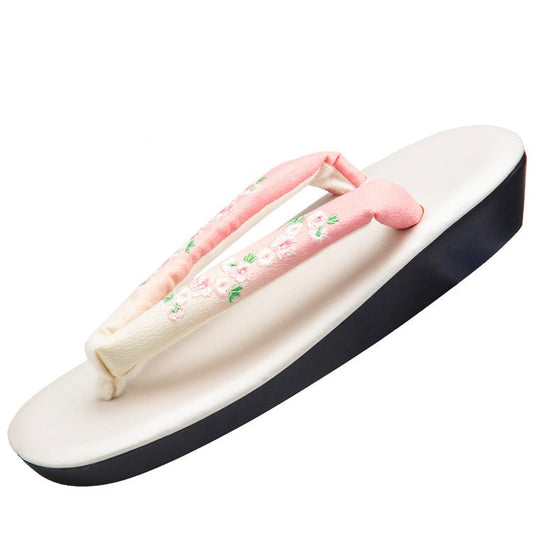 Heeled Zori Sandals Home Slippers 【Pink Blossom】