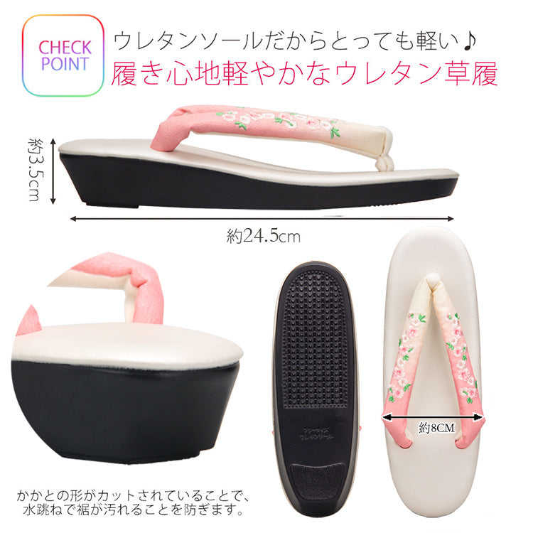 Heeled Zori Sandals 【Black Blossom】
