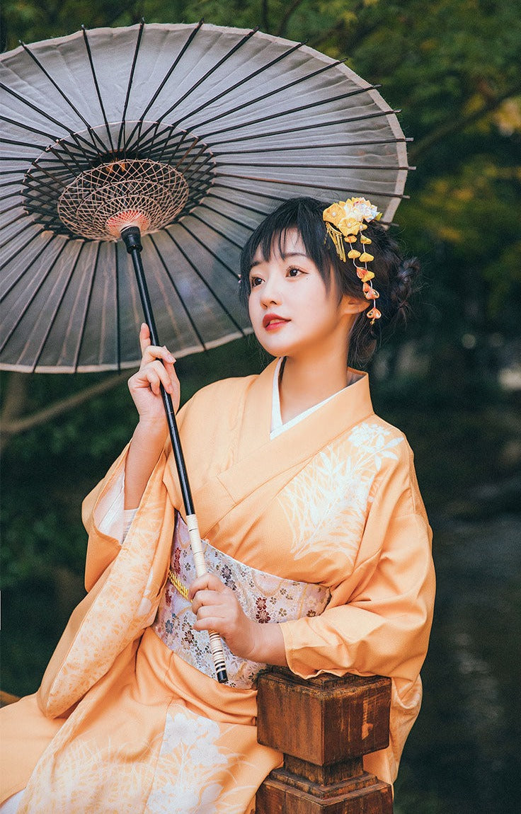 Women Yellow Blossom Yukata Robe